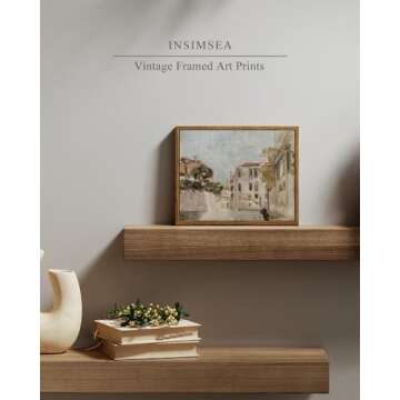 InSimSea Framed Wall Art for Living Room Classical Cityscape Vintage Fall Wall Decoration View of Ve...