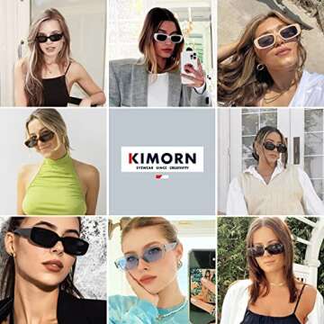 kimorn Rectangle Sunglasses for Women Men Trendy Retro Fashion Sun Glasses 90’s Vintage Square Frame K1200 (Green Frame Gradient Grey Lens, 65)