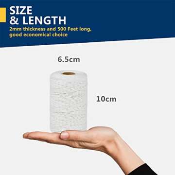 PerkHomy Cotton Butchers Twine String 500 Feet 2mm Twine for Cooking Food Safe Crafts Bakers Kitchen Butcher Meat Turkey Sausage Roasting Gift Wrapping Gardening Crocheting Knitting