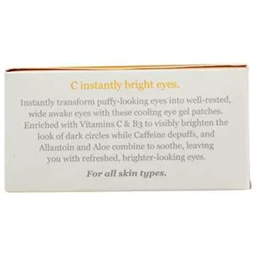 Derma E Vitamin C Bright Eyes Hydro Gel Patches, Natural, Cruelty Free, 3 Ounce (Pack of 1)