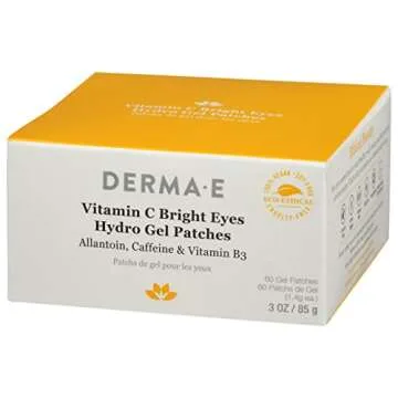 Derma E Vitamin C Bright Eyes Hydro Gel Patches, Natural, Cruelty Free, 3 Ounce (Pack of 1)