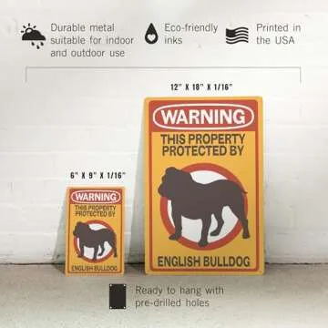 Lantern Press 12x18 Inch Metal Sign Featuring English Bulldog