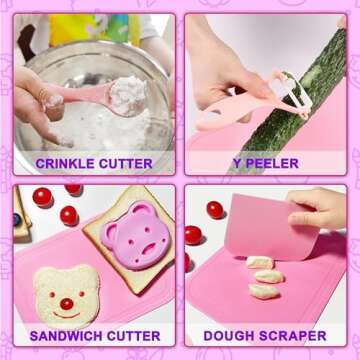 Carolart 19 Pieces Kitchen Tools-Kids Cooking Sets Real-Toddler Knife Set for Real Cooking, Montessori Toys for 3+,Toddler Utensils with Safe Knives Crinkle Cutter Cutting Board