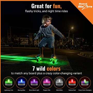 Board Blazers Crazy Color Changing LED Underglow Lights for Skateboards, Longboards, Scooters - Skateboard Accessories- Original Skateboard Lights
