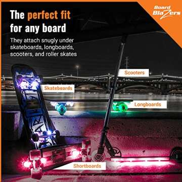 Board Blazers Crazy Color Changing LED Underglow Lights for Skateboards, Longboards, Scooters - Skateboard Accessories- Original Skateboard Lights