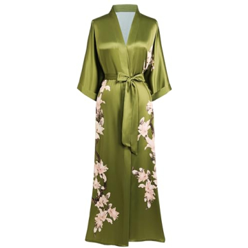Elegant BABEYOND Kimono Robe with Box – Floral Satin Sleepwear