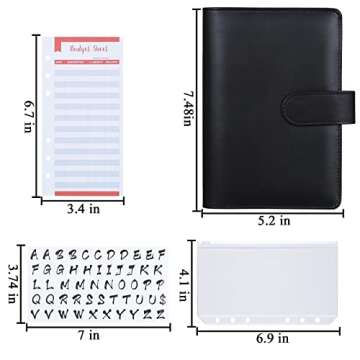 Antner Budget Binder with Zipper Envelopes, Money Saving Binder with Expense Sheets for Budgeting, Money Organizer Planner for Cash, A6 Budget Book with Cash Envelopes for Savings Binder, Black