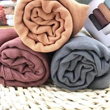 HGHG 5 pcs Soft Organic Cotton Muslin Swaddle Blankets Premium Receiving Blanket for Boys & Girls 47" x 47" Solid Color (New Surprise)