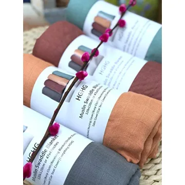 HGHG 5 pcs Soft Organic Cotton Muslin Swaddle Blankets Premium Receiving Blanket for Boys & Girls 47" x 47" Solid Color (New Surprise)