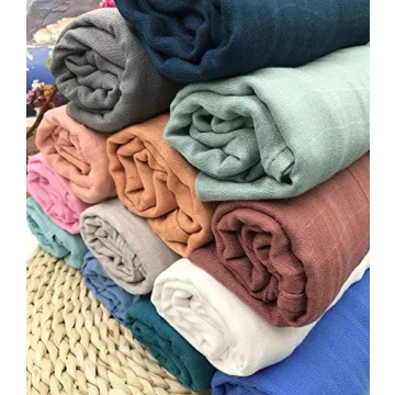HGHG 5 pcs Soft Organic Cotton Muslin Swaddle Blankets Premium Receiving Blanket for Boys & Girls 47" x 47" Solid Color (New Surprise)