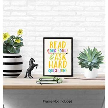 Kids Reading and Learning Wall Art Posters Print Set, Unique Motivational Decor for Kids Bedroom, Toddler and Child Room, Home School Classroom, Library - Gift for Teachers, Moms, Dads, 8x10 Photos