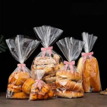 Satin Ribbon Pink Bow Decor 2.5" Premade Pink Twist Tie Bows for Gift Wrapping Pink Bow for Treat Ba...