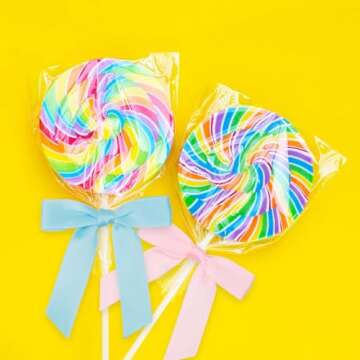 Satin Ribbon Pink Bow Decor 2.5" Premade Pink Twist Tie Bows for Gift Wrapping Pink Bow for Treat Bags Party Favors Wedding Decorations - 50 Counts