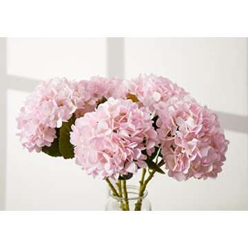 PARTY JOY 12PCS 15.4In Artificial Hydrangea Silk Flowers Bouquet Faux Hydrangea Stems for Wedding Ce...