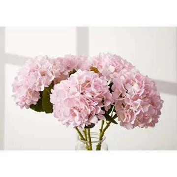 PARTY JOY 12PCS 15.4In Artificial Hydrangea Silk Flowers Bouquet Faux Hydrangea Stems for Wedding Ce...