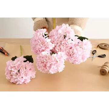 PARTY JOY 12PCS 15.4In Artificial Hydrangea Silk Flowers Bouquet Faux Hydrangea Stems for Wedding Centerpieces Home Decor