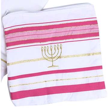 Star Gifts Acrylic Tallit Prayer Shawl in Pink with Gold
