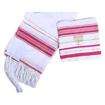 Star Gifts Acrylic Tallit Prayer Shawl in Pink with Gold