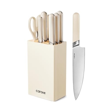 CAROTE 8PCS Kitchen Knife Block Set – Elegant & Efficient Culinary Essentials