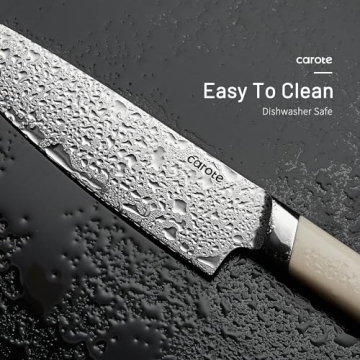 CAROTE 8PCS Kitchen Knife Block Set with Razor-Sharp Blades