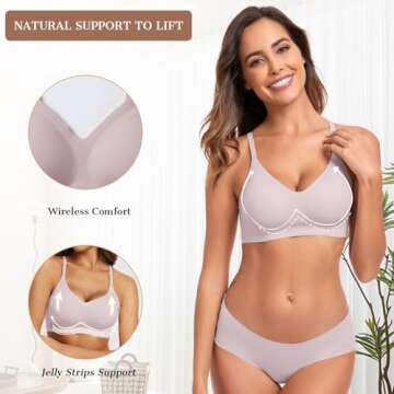 OEAK Womens Seamless Bra Push Up V Neck Bralettes Adjustable Wireless Padded Comfort Bras Adjustable...