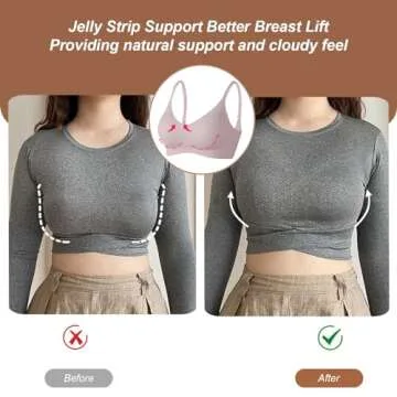 OEAK Womens Seamless Bra Push Up V Neck Bralettes Adjustable Wireless Padded Comfort Bras Adjustable Basic Everyday Bras Pink S