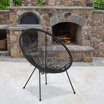 Stylish EMMA + OLIVER Black Papasan Bungee Lounge Chair for Ultimate Relaxation