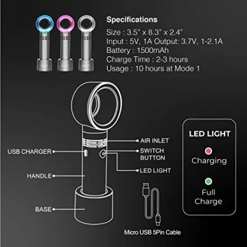 Lyon Lash Portable Bladeless Mini Fan for Eyelash Extensions