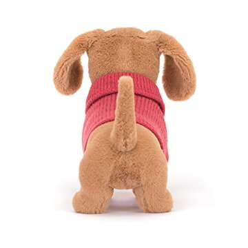 Jellycat Pink Sweater Sausage Dog Stuffed Animal, 9.5 inches - Dogs & Puppies Plush Toy - Classic Children's Gift