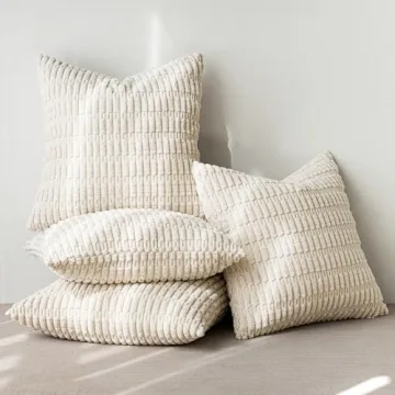 MIULEE Corduroy Decorative Pillow Covers Set of 4