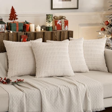 MIULEE Corduroy Decorative Pillow Covers Set of 4