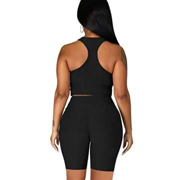 Mrskoala Women 2 Piece Outfits Jogging Yoga Biker Shorts Workout Sets Cute Sexy Loungewear Sweatsuits Track Suits Black XL
