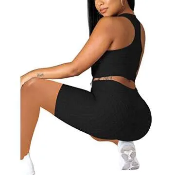 Mrskoala Women 2 Piece Outfits Jogging Yoga Biker Shorts Workout Sets Cute Sexy Loungewear Sweatsuits Track Suits Black XL