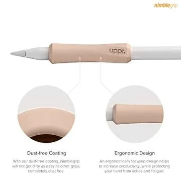 UPPERCASE Designs NimbleGrip Premium Silicone Ergonomic Comfort Grip Holder, Dual Sided Design, Compatible with Apple Pencil Pro, USB-C, 2nd Generation, 1st Generation (1 Pack, Beige)
