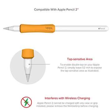 UPPERCASE Designs NimbleGrip Premium Silicone Ergonomic Comfort Grip Holder, Dual Sided Design, Compatible with Apple Pencil Pro, USB-C, 2nd Generation, 1st Generation (1 Pack, Beige)