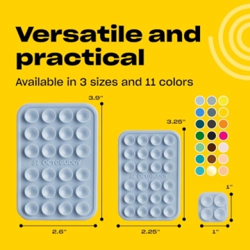 OCTOBUDDY MAX Silicone Suction Phone Case Adhesive Mount - Hands-Free, Strong Grip Holder for Selfies and Videos - Durable, Easy to Use - iPhone and Android Compatible - 2.6″ x 3.9″, Baby Blue