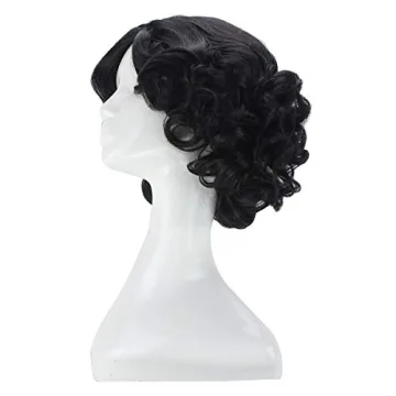 Short Black Curly Wig for Cosplay and Halloween Costumes