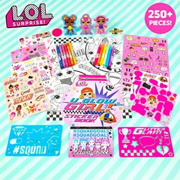 L.O.L. Surprise! Stylin' Studio by Horizon Group USA,Decorate LOL Surprise Paper Dolls With 250+ Accessories - DIY Activity Book, Scratch Art,Sticker Sheet,Coloring Pages,Markers,Crayons & More, Pink