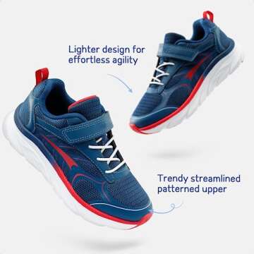 DREAM PAIRS Boys Girls Sneakers Kids Tennis Running Shoes EZ-ONs EZ-Plays Athletic Sport Gym Lightweight Breathable Shoes,Size 2 Little Kid,Navy/Red,SDRS2326K