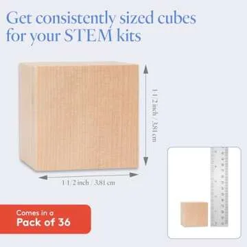 DIY Wood Cubes 1-1/2-inch, Pack of 36 Small Wooden Baby Blocks for Baby Shower, Wooden Blocks for Crafts, STEM, Building, and Blank Wooden Dice, by Woodpeckers