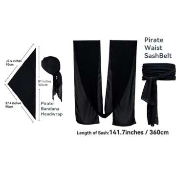 KOTORA Pirate Costume Set With Scarf and Pouch For Festivals