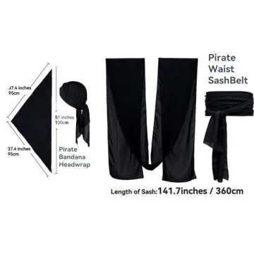 KOTORA Pirate Costume Set With Scarf and Pouch For Festivals