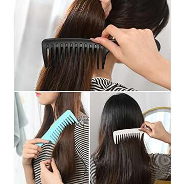 Wide Tooth Detangling Comb, Durable Styling Brush for Curly, Long and Wet Hair Types - Professional Hair Care