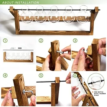 CFMOUR Stylish Plant Terrarium with Wooden Stand