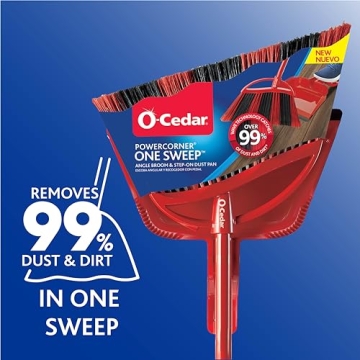 O-Cedar One Sweep Broom with Step-On Dustpan for Efficient Cleaning