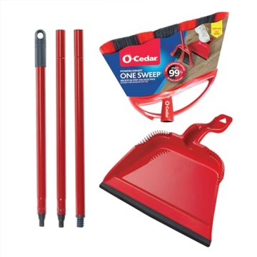O-Cedar One Sweep Broom with Step-On Dustpan for Efficient Cleaning