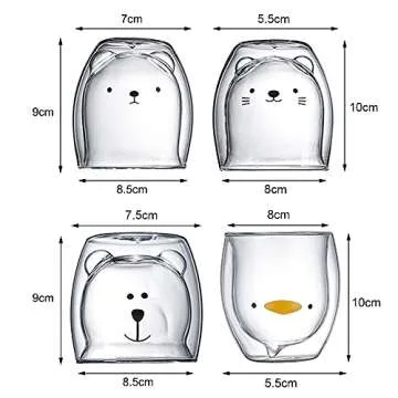 MOOVGTP 4Pcs Cute Coffee Mugs, Bear Duck Cat Tea Cup Double Wall Glass Mugs Milk Cup for Office and Personal Birthday 4 Count Pack of 1 201211ZY074444 8997 1506569821