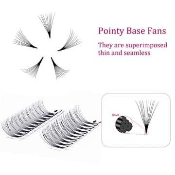 Lash Extension 10D Premade Volume Eyelash Extensions .05 .07 Thickness Premade Lash Fans Pointed Base Middle Stem Eyelash Extension Supplies(10D-0.05-D，Mix 8-14mm)
