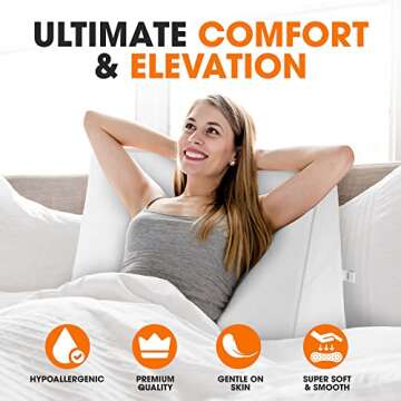 Cheer Collection Premium Memory Foam Bed Wedge Pillow for Acid Reflux, Sleeping Gentle Incline Cushi...
