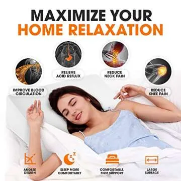 Cheer Collection Premium Memory Foam Bed Wedge Pillow for Acid Reflux, Sleeping Gentle Incline Cushion for Support of Head and Back - 25" x 25" x 6.5", White